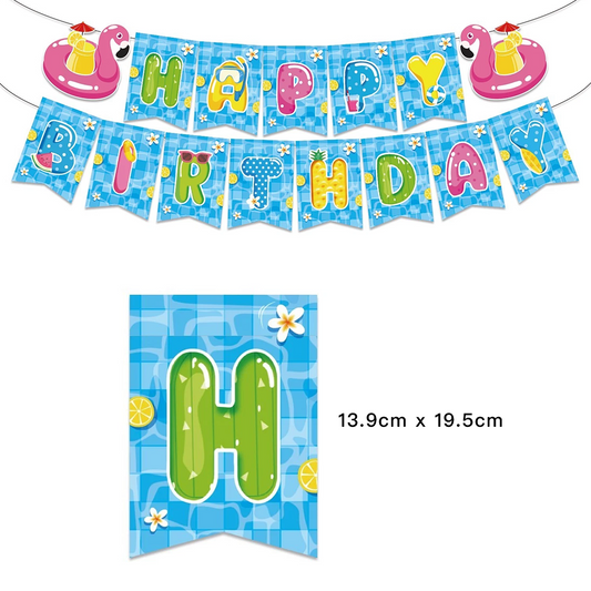 Swimming Pool Summer Theme Birthday Banner 2 Meter