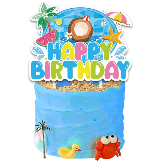 Swimming Pool Summer Theme Birthday Cake Topper