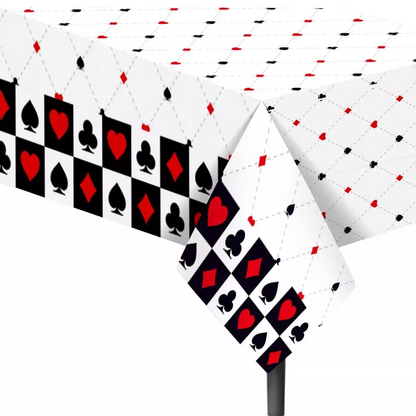Poker Theme Tablecloth Table Cover Plastic 220cm x 130cm