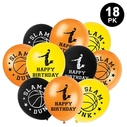 Basketball Slam Dunk Theme Birthday Latex Balloons 18pk