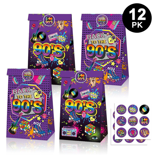 Back to the 90's Theme Gift Bags Paper 12pk
