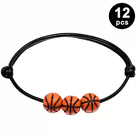 Basketball Theme Adjustable Bracelet 12 Pack