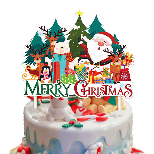 Merry Christmas Party Cake Topper