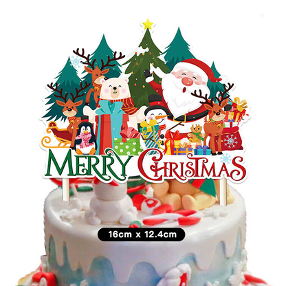 Merry Christmas Party Decorating Set | Banners Cake Cupcake Toppers Balloons