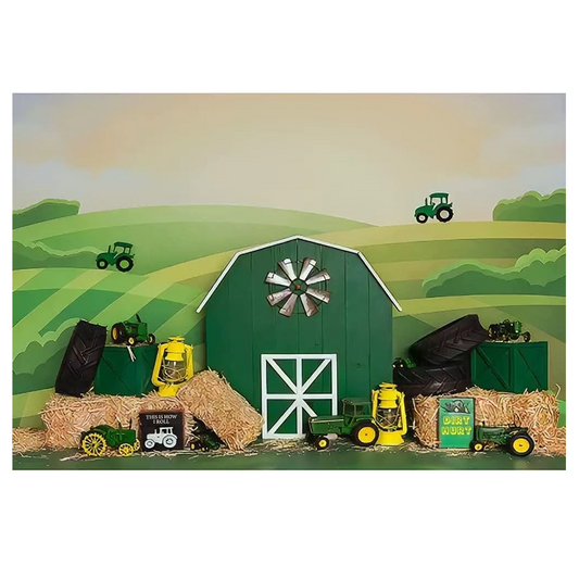 Tractor Theme Birthday Party Backdrop Banner