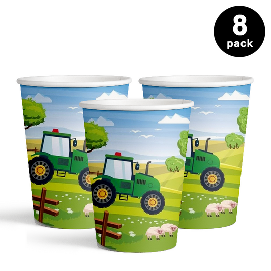 Tractor Farm Story 250ml 8oz Paper Cups 8 Pack