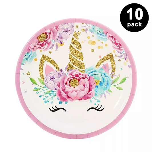 Unicorn Theme 7 inch 17cm Paper Plates Round 10pk