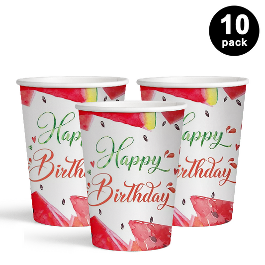 Watermelon Theme 250ml Paper Cups 10 Pack
