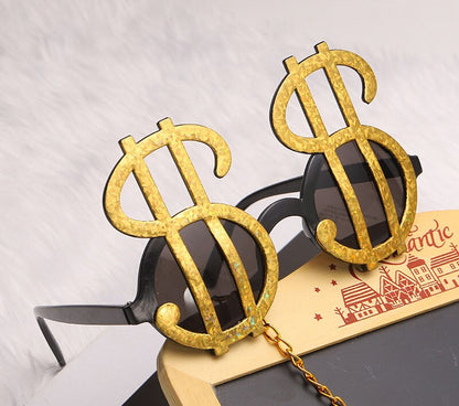 Unisex Shiny Dollar Sign Glasses for Funny Party Favors Accessories