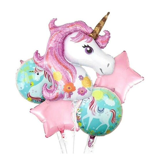 5pcs Unicorn Foil Balloon Set