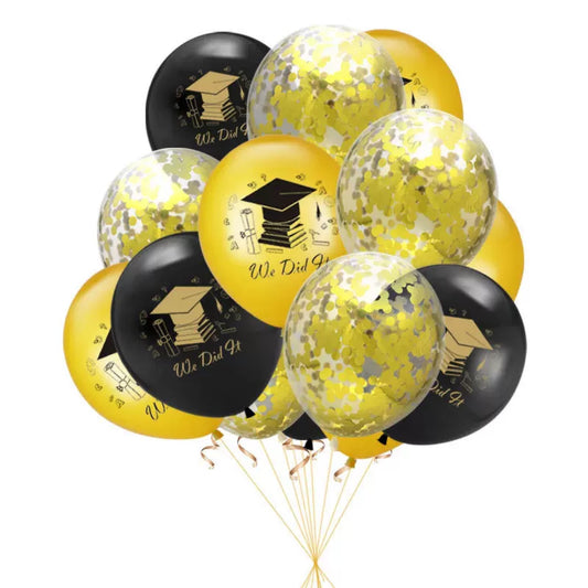 Graduation Theme Latex Balloons 15 Pack