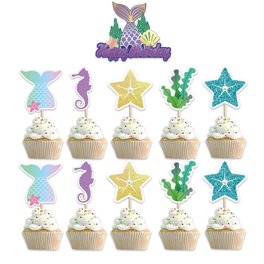 11pcs Mermaid Tail Cake & Cupcake Toppers