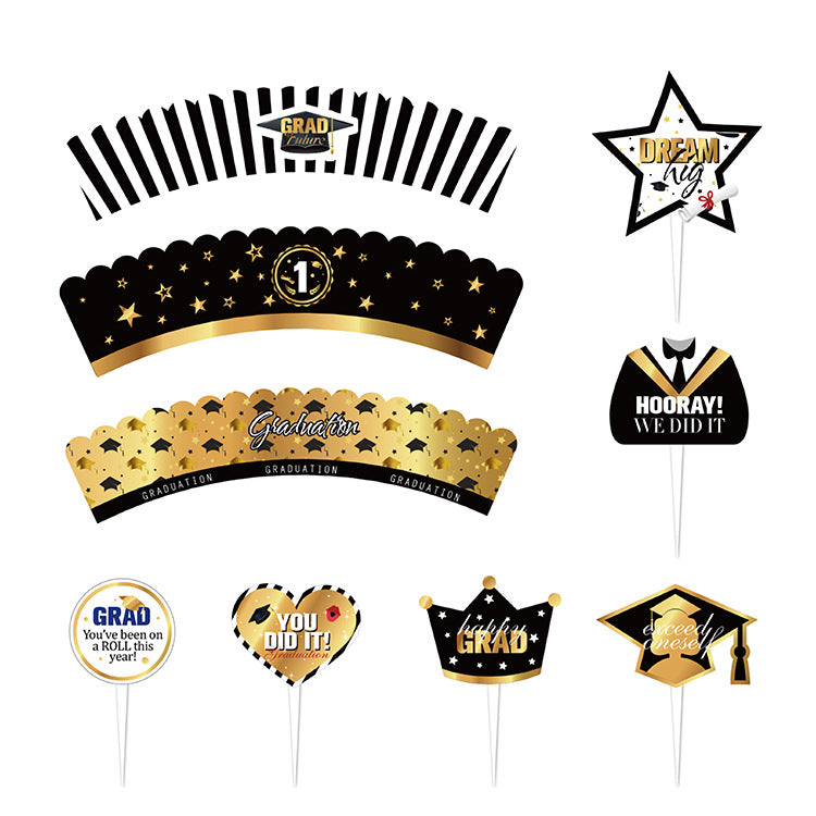 Graduation Cupcake Toppers & Wrappers 12PK