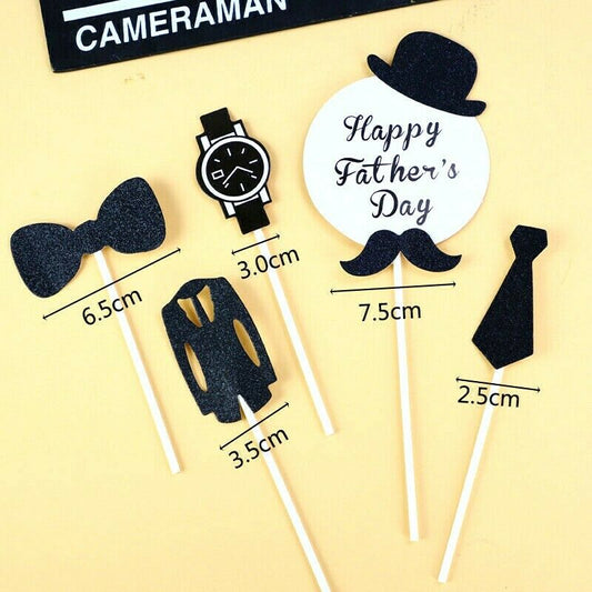 Happy Father's Day Cake Topper 4Pcs Set Happy Father's Day Party Supplies