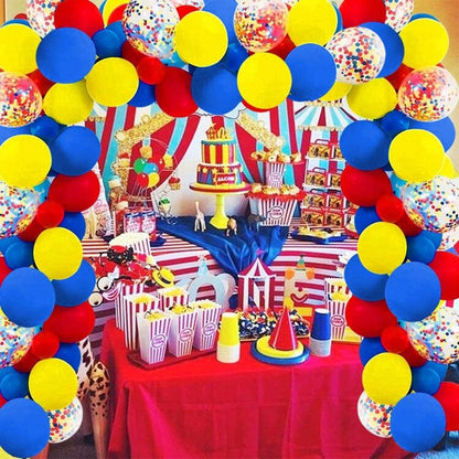 120PCS Carnival Circus Balloon Garland Arch Kit Party Supplies Red Yellow Blue Confetti Balloons Birthday Party Baby Shower Decorations