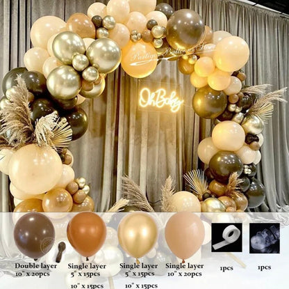 102Pcs Brown Coffee Chocolate Retro Pink Gold Balloon Garland Arch Kit | for Baby Shower Birthday Wedding Anniversary Party Decor