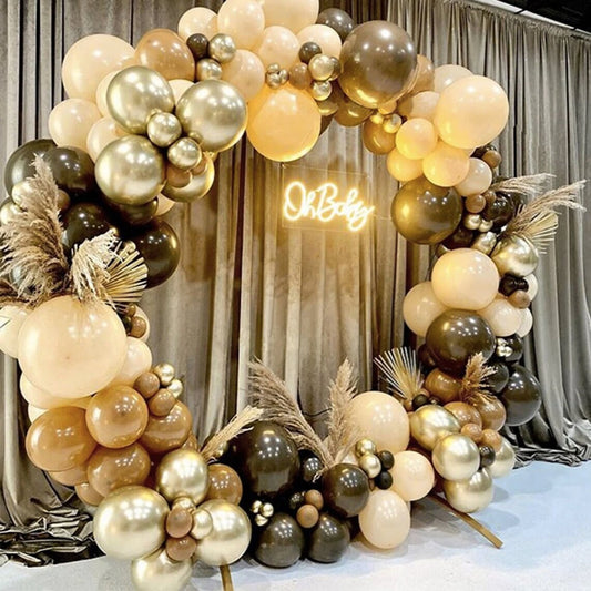 102Pcs Brown Coffee Chocolate Retro Pink Gold Balloon Garland Arch Kit | for Baby Shower Birthday Wedding Anniversary Party Decor