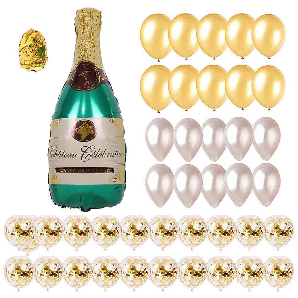 42PCS Champagne Balloon Set Party Supplies Green Gold White Confetti  Balloon Garland Kit for Birthday Anniversary Engagement Wedding