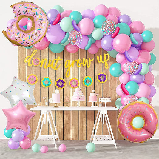 81Pcs Donut Balloon Garland Arch | Party Banner Donut Sausage Foil Balloons for  Baby Shower Birthday Summer Party Decoration