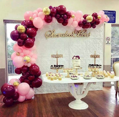 112PCS Pink Burgundy Balloon Garland Arch Kit Party Supplies Gold Confetti Balloon Birthday Wedding Anniversary Party Decoration