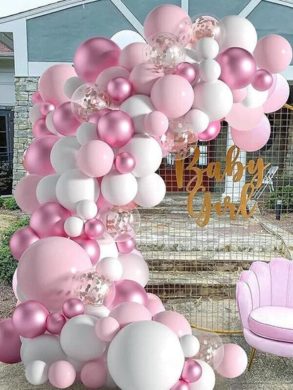 95Pcs Pink White Balloon Garland Arch Kit Party Supplies Confetti Balloons Baby Shower Engagement Wedding Anniversary Party Decorations