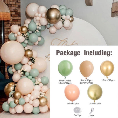 117Pcs Vintage Avocado Green Retro Pink Golden Balloon Garland Arch Kit for Baby Shower Birthday Wedding Anniversary Party Decorations