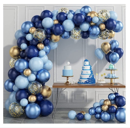 97Pcs Navy Blue Sapphire Gold Metallic Confetti Balloon Garland Arch Kit for Baby Shower Birthday Party Decor