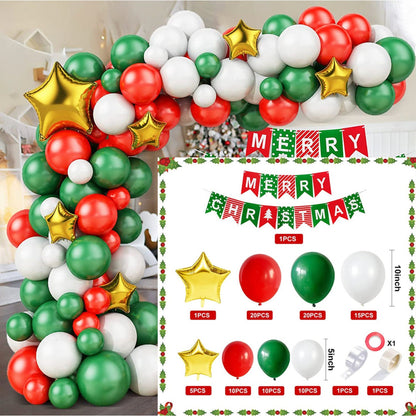 108Pcs Christmas Balloon Garland Arch Kit | Merry Christmas Banner | Red Green White Gold Star Balloons for Xmas Party Decorations