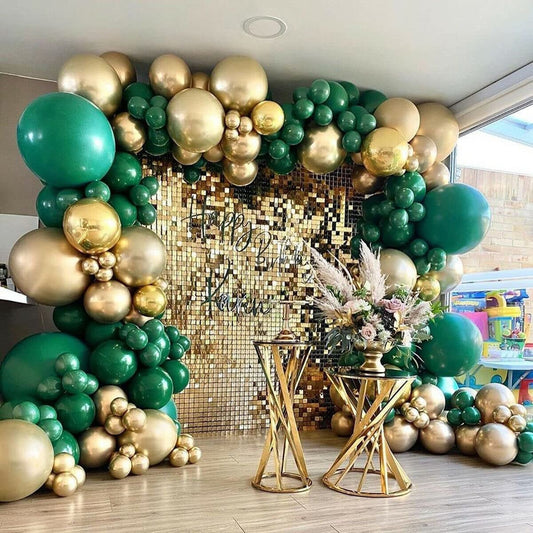 135pcs Green Metallic Gold Balloon Garland Arch Kit | Baby Shower Wedding Anniversary Graduation  Birthday Party Decorations