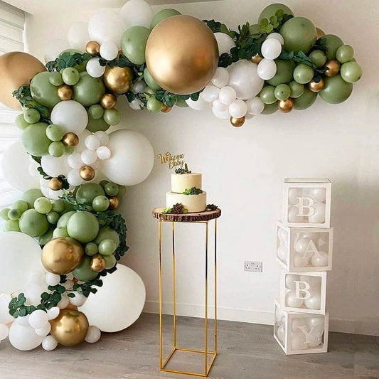 155pcs Sage Eucalyptus Green White Gold Balloon Garland Arch Kit | Baby Shower | Birthday | Wedding | Anniversary | Premium Party Decor
